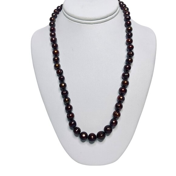 Honora Chocolate Graduated Baroque Pearl Necklace W/ Sterling Silver Clasp (6026 - Picture 2 of 8